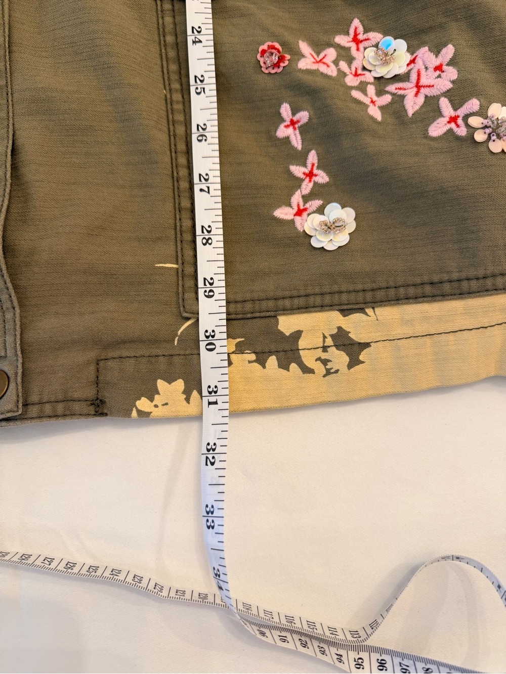 Anthropologie Olive Green Embroidered Beaded  Floral Utility Shacket Size XL - Picture 13 of 15